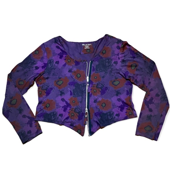 Ultimate Mik’s Floral 2 Way Zip Cardigan Top Sz XL - Picture 6 of 15